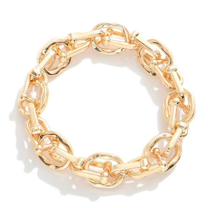 Stretchy Gold Metal Tone Chain Link Bracelet