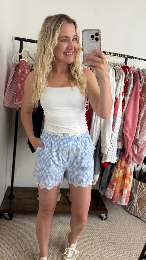 floral embroidered boxer shorts