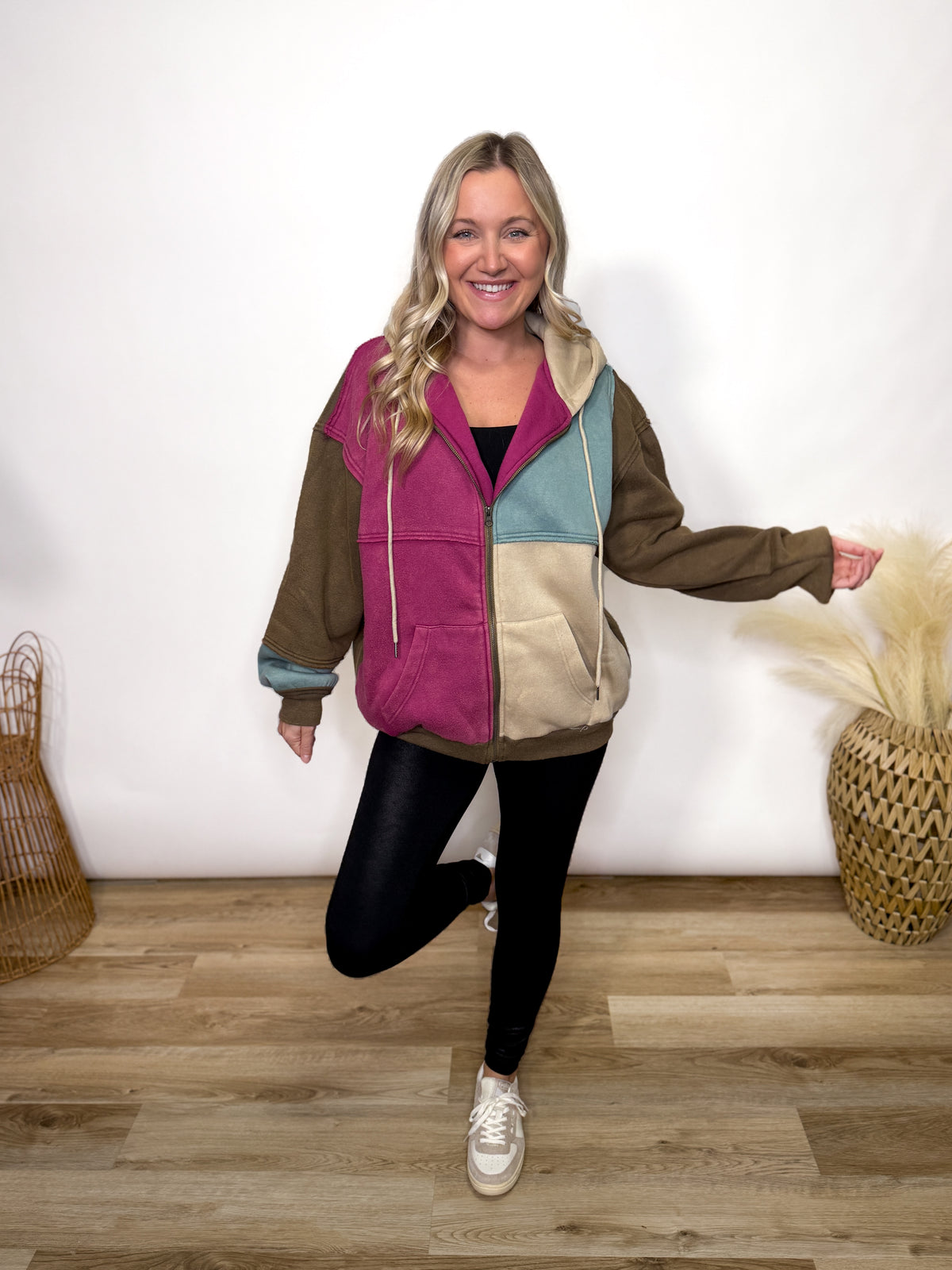 Colorblock Zip Up Hoodie Jacket