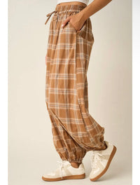 Latte Plaid Jogger Pants