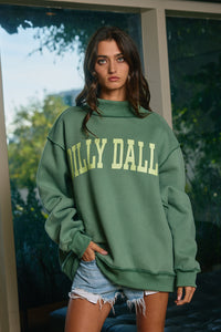**PRE-ORDER** Dilly Dally Reversible Mock Neck Sweatshirt in Green