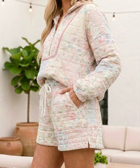 Floral Quilted Drawstring Shorts - Part of Matching Set