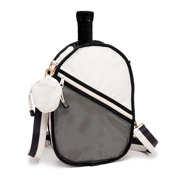 Black and White Pickleball Crossbody Sports Bag