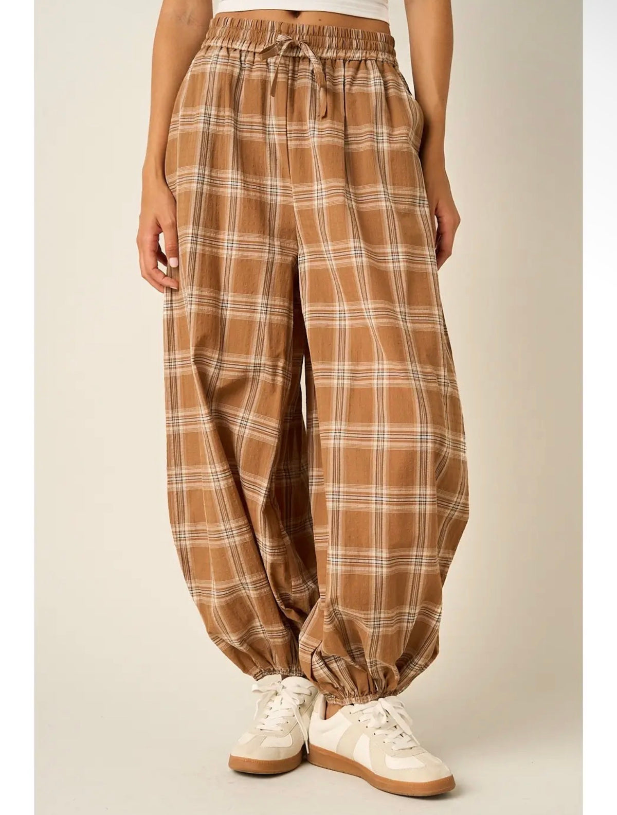 Latte Plaid Jogger Pants