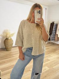 Half Sleeve Button Up Confetti Cardigan