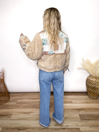 Boho Patchwork Sherpa Zip Up Jacket