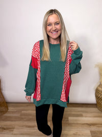 Holiday Colorblock Christmas Ribbed Patchwork Pullover