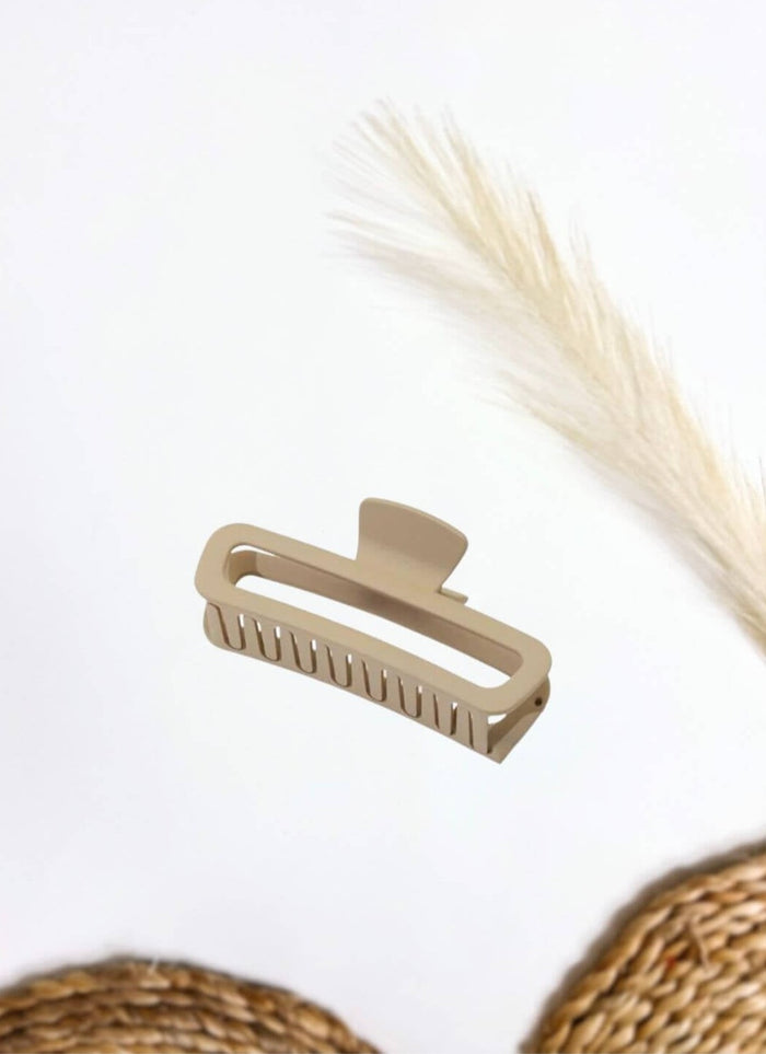 Beige Oblong Hair Claw Clip Approximately 4" L