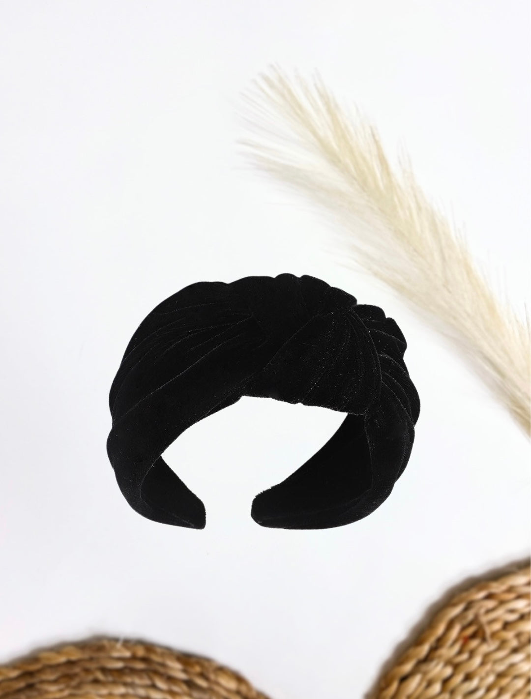 Black Velvet Top Knot Detail Headband One Size Fits Most