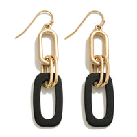 Black and Gold Chain Link Drop Earrings