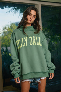 **PRE-ORDER** Dilly Dally Reversible Mock Neck Sweatshirt in Green