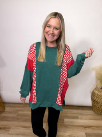 Holiday Colorblock Christmas Ribbed Patchwork Pullover