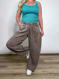Brown Acid Washed Barrel Leg Sweatpants