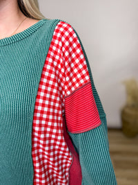 Holiday Colorblock Christmas Ribbed Patchwork Pullover