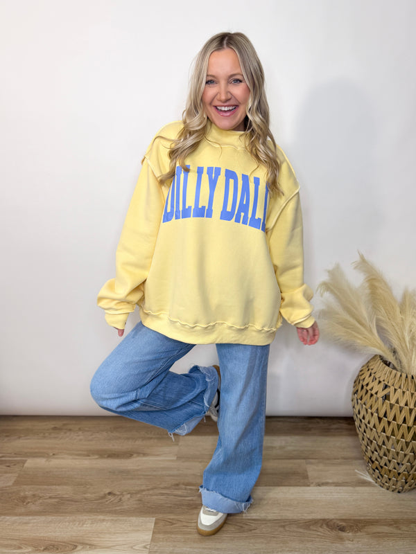 Dilly Dally Mock Neck Sweatshirt in Yellow