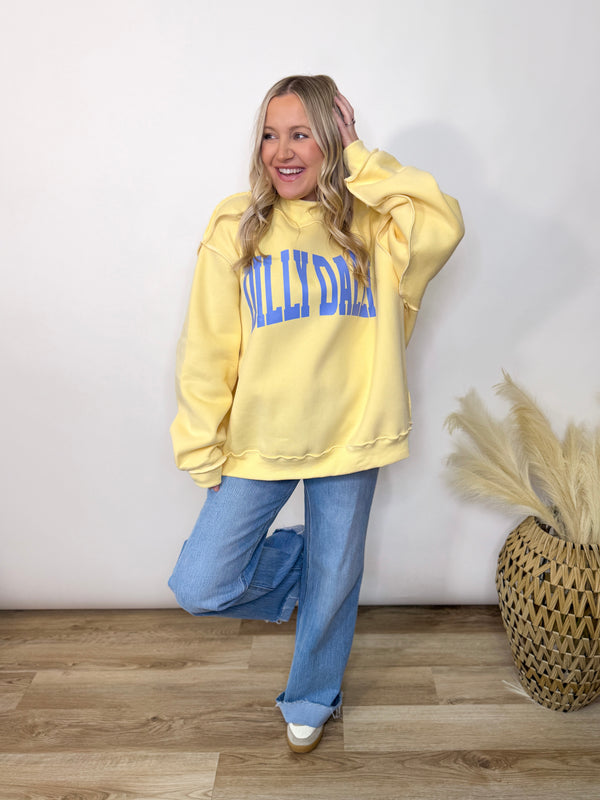 Dilly Dally Mock Neck Sweatshirt in Yellow