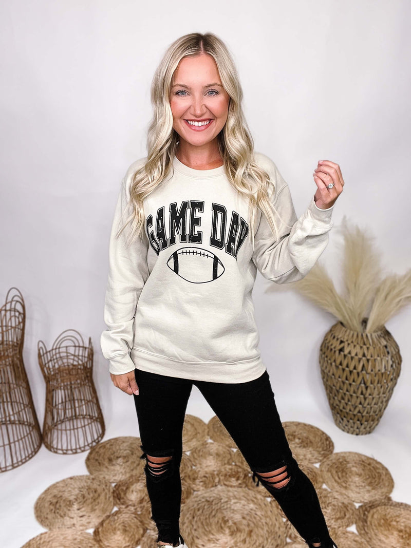 Sand Game Day Football Graphic Sweatshirt Unisex Sizing True to Size 50% Cotton, 50% Polyester