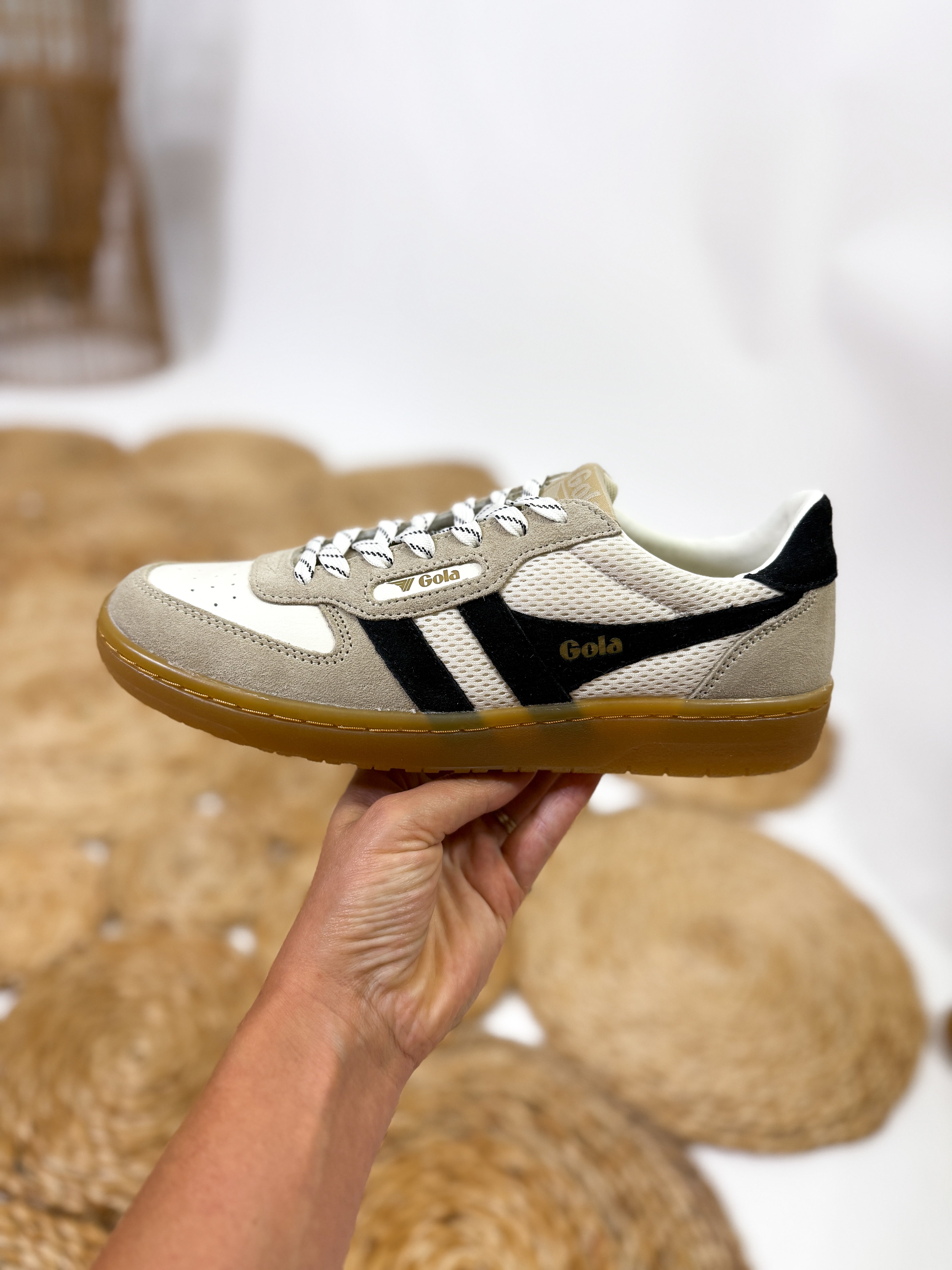 Gola Women's Hawk '83 Sneakers in Off White/Bone/Black/Gum | Bmaes