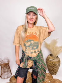 Golden Rose Co Leave the Roads Take the Trails Graphic T-Shirt Loose Oversized Fit 100% Cotton