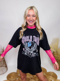 Golden Rose Co World Tour Rock and Roll Black Oversized Graphic Tee