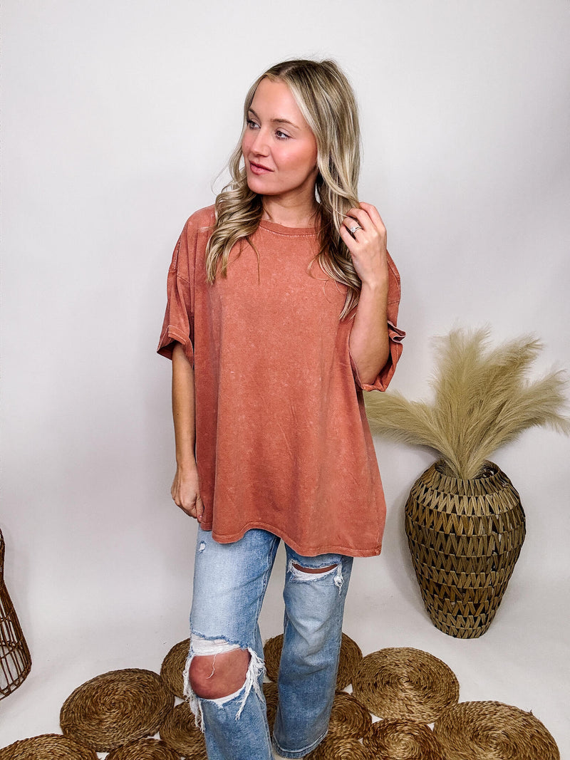 HYFVE Washed Clay Short Sleeve T-Shirt Crew Neck Loose Oversized Fit 100% Cotton