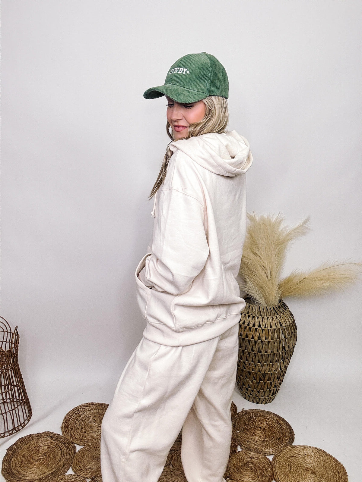 Hyfve Cream Fleece Lined Long Sleeve Hoodie Kangaroo Pocket Oversized Fit Self: 80% Cotton, 20% Polyester | Contrast: 58% Cotton, 39% Polyester, 3% Spandex