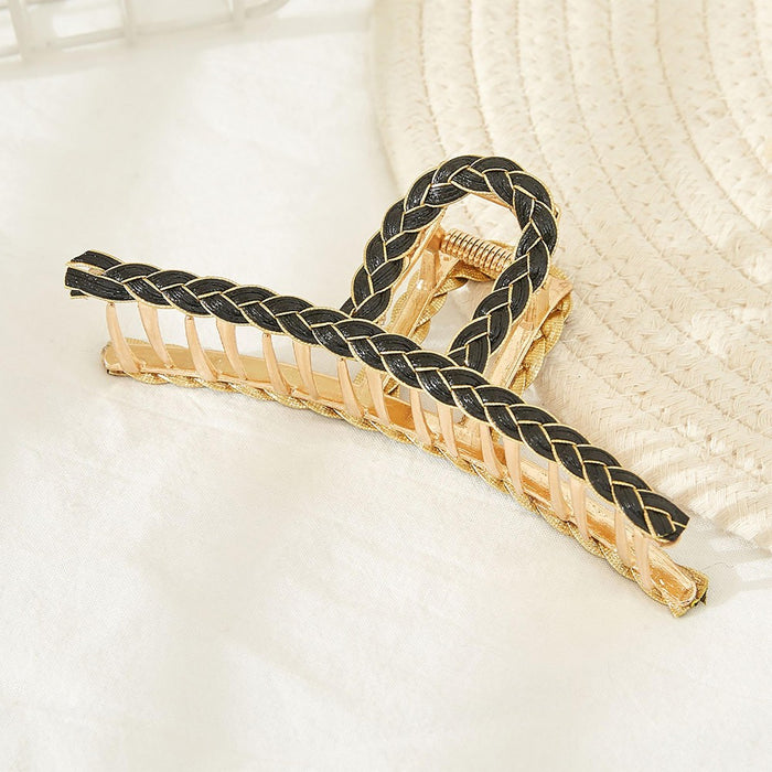 Black and Gold Metal Braided Hair Claw Clip Approximately 4.5" L