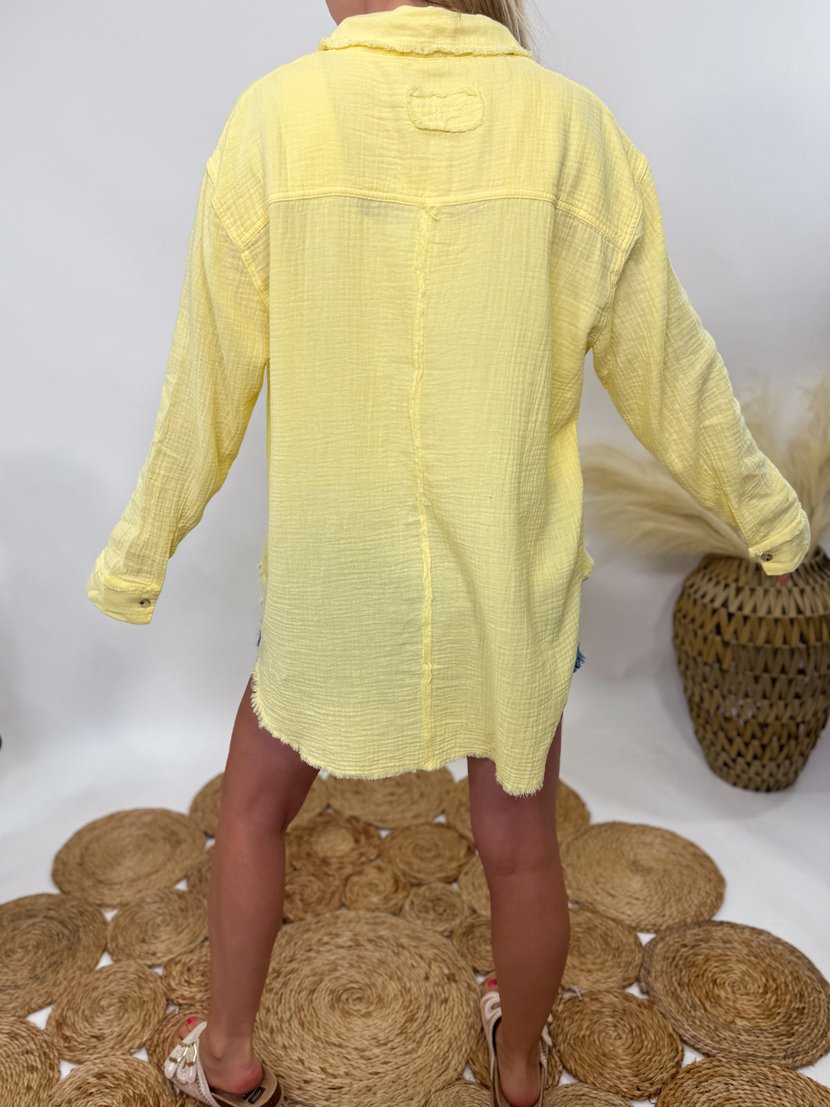 Butter Yellow Lightweight Long Sleeve Button Up Bmaes Boutique Butter Yellow Lightweight Long Sleeve Button Up Bmaes Boutique