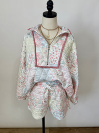 Floral Quilted Drawstring Shorts - Part of Matching Set
