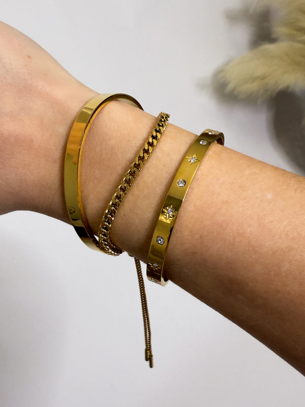 Starburst 18k Stainless Steel Arm Cuff Bangle Bracelet