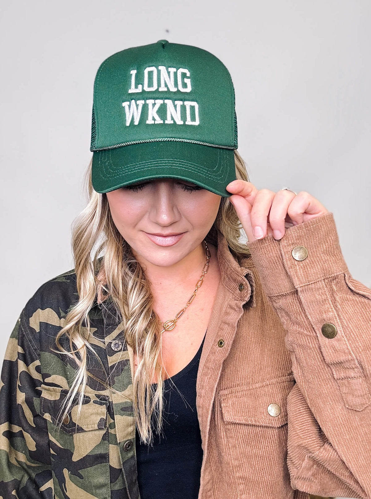 Green Long Weekend Mesh Trucker Hat