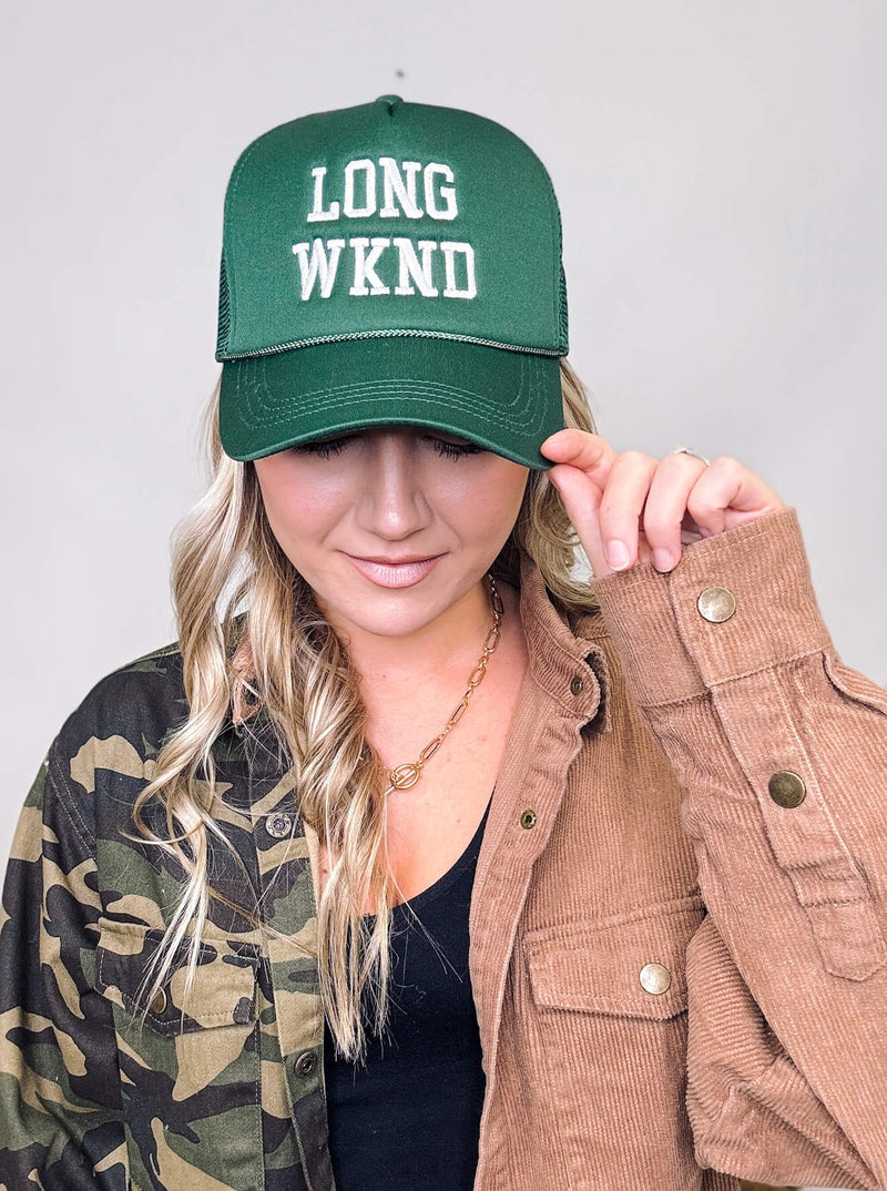Green Long Weekend Mesh Trucker Hat
