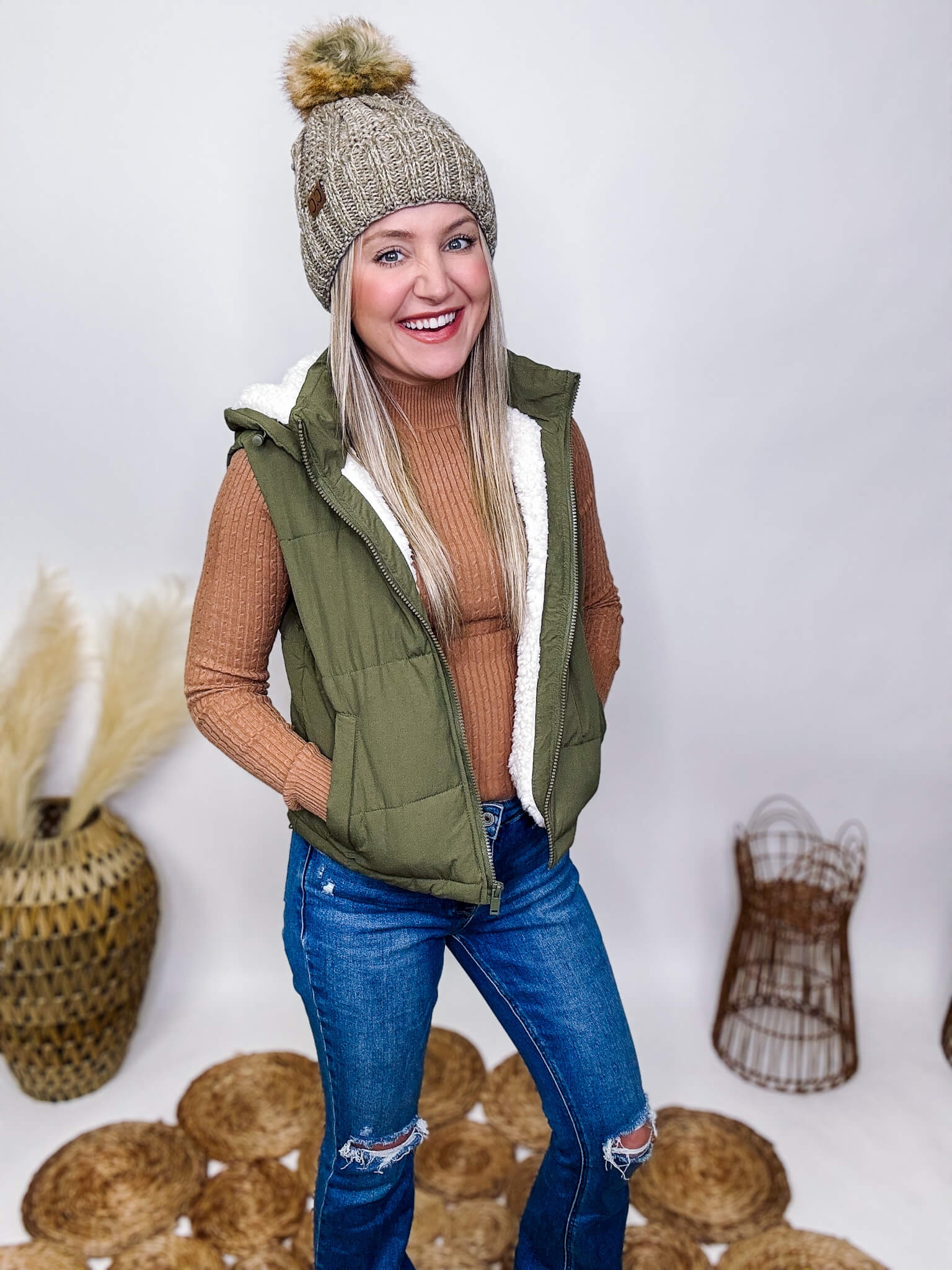 Hunter green puffer vest top