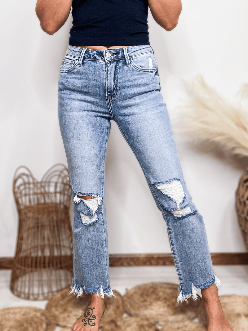 Cropped ripped 2025 jeans womens