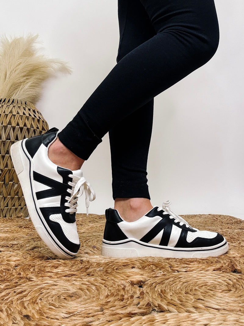 Black and White Alta Sneakers by MIA Lace Up Contoured Footbed True to size