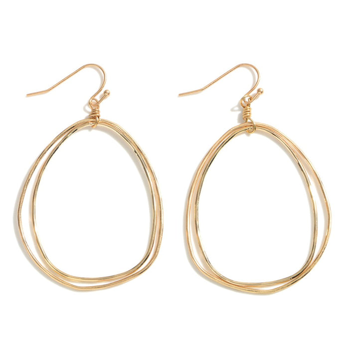 Gold Metal Intricate Drop Earrings Approx 2" L