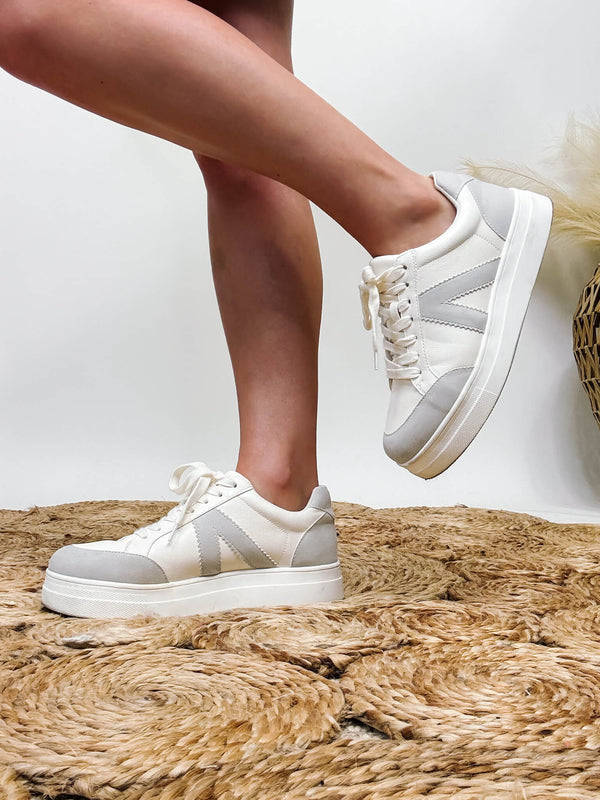 Off White Astra Sneakers by MIA  Lace Up Contoured Comfortable Footbed  Slight Platform