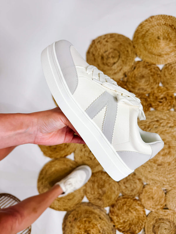 Off White Astra Sneakers by MIA  Lace Up Contoured Comfortable Footbed  Slight Platform