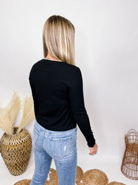 Mittoshop Black Ribbed Cutout Long Sleeve Top Stretchy Material Fitted with Stretch 50% Viscose, 28% Polyester, 22% Nylon