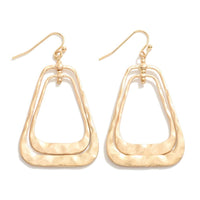 Gold Metal Geometric Nesting Drop Earrings