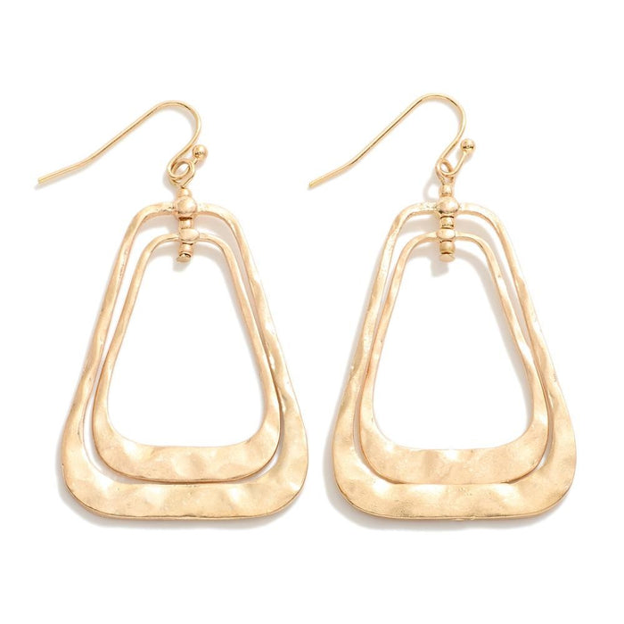 Gold Metal Geometric Nesting Drop Earrings