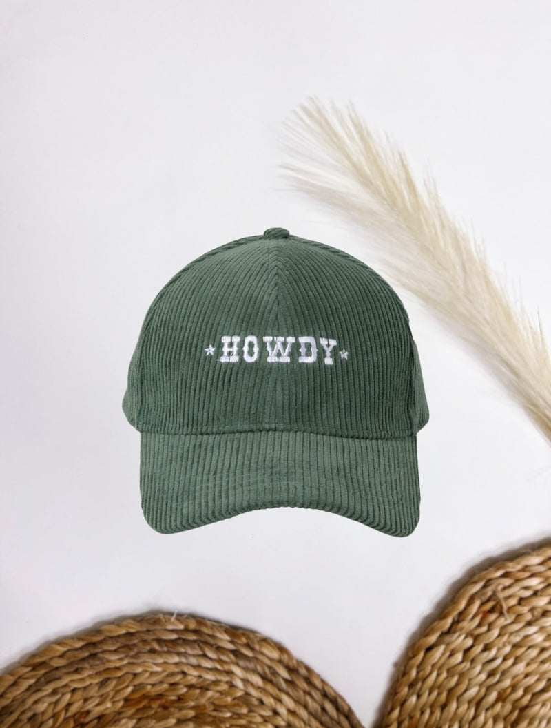Olive Howdy Corduroy Baseball Cap One Size Fits Most Adjustable