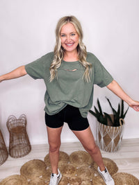 Olive Green Cut Out Oversized Tee