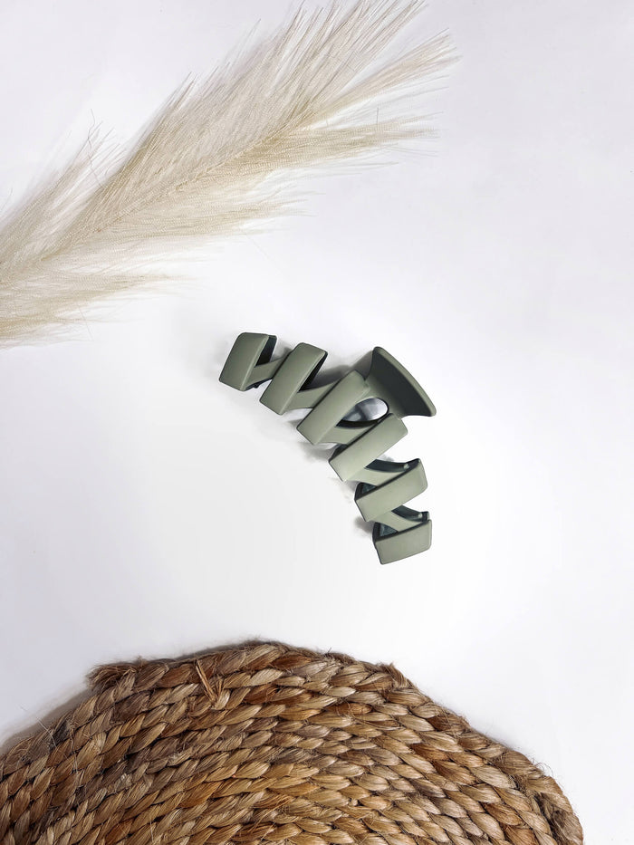 Olive Zig Zag Hair Claw Clip Approximately 4" L