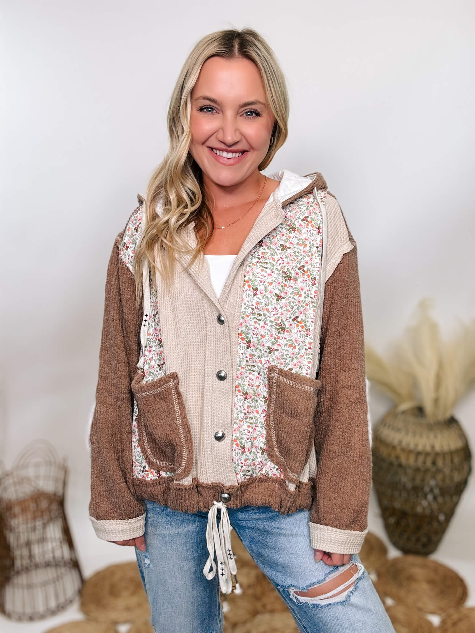 Patchwork hoodie casual quilted coat online