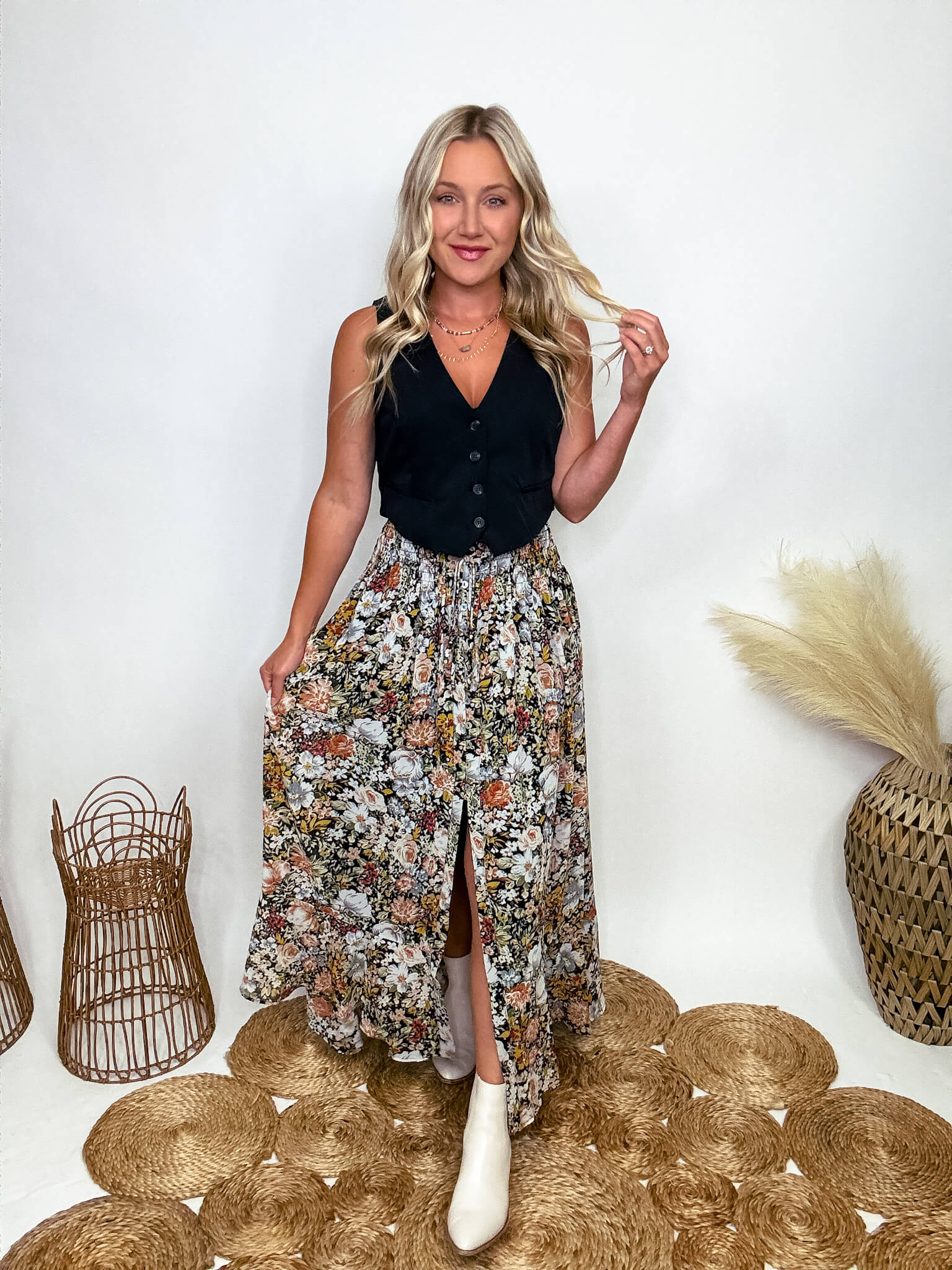 Boho print maxi skirt store