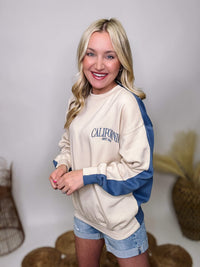 ReflexTwo Tone Embroidered California Blue and Cream Oversized PulloverReflexTwo Tone Embroidered California Blue and Cream Oversized Pullover