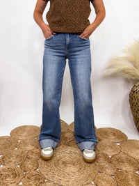 Westbury Wide Leg Comfort Stretch Cuffed Jeans by Flying Monkey