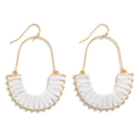 White Accented Gold Tone Drop Earrings