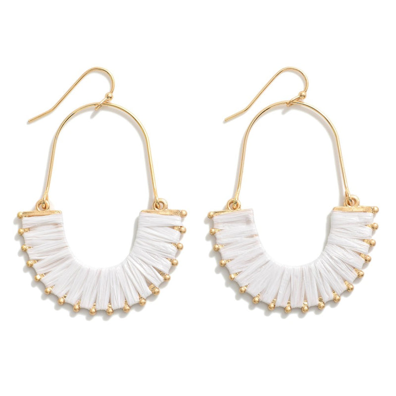 White Accented Gold Tone Drop Earrings
